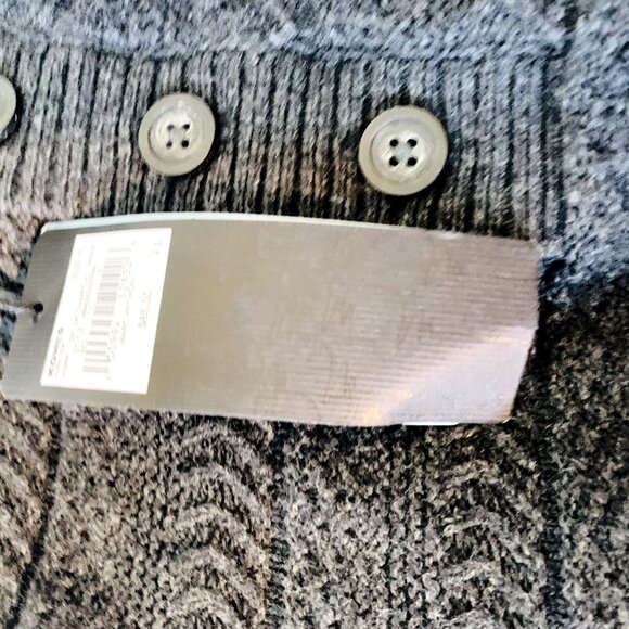 NEW Marc Anthony Mens Mock Neck Sweater Button Collar Grey Textured Knit Size XL - Picture 9 of 12